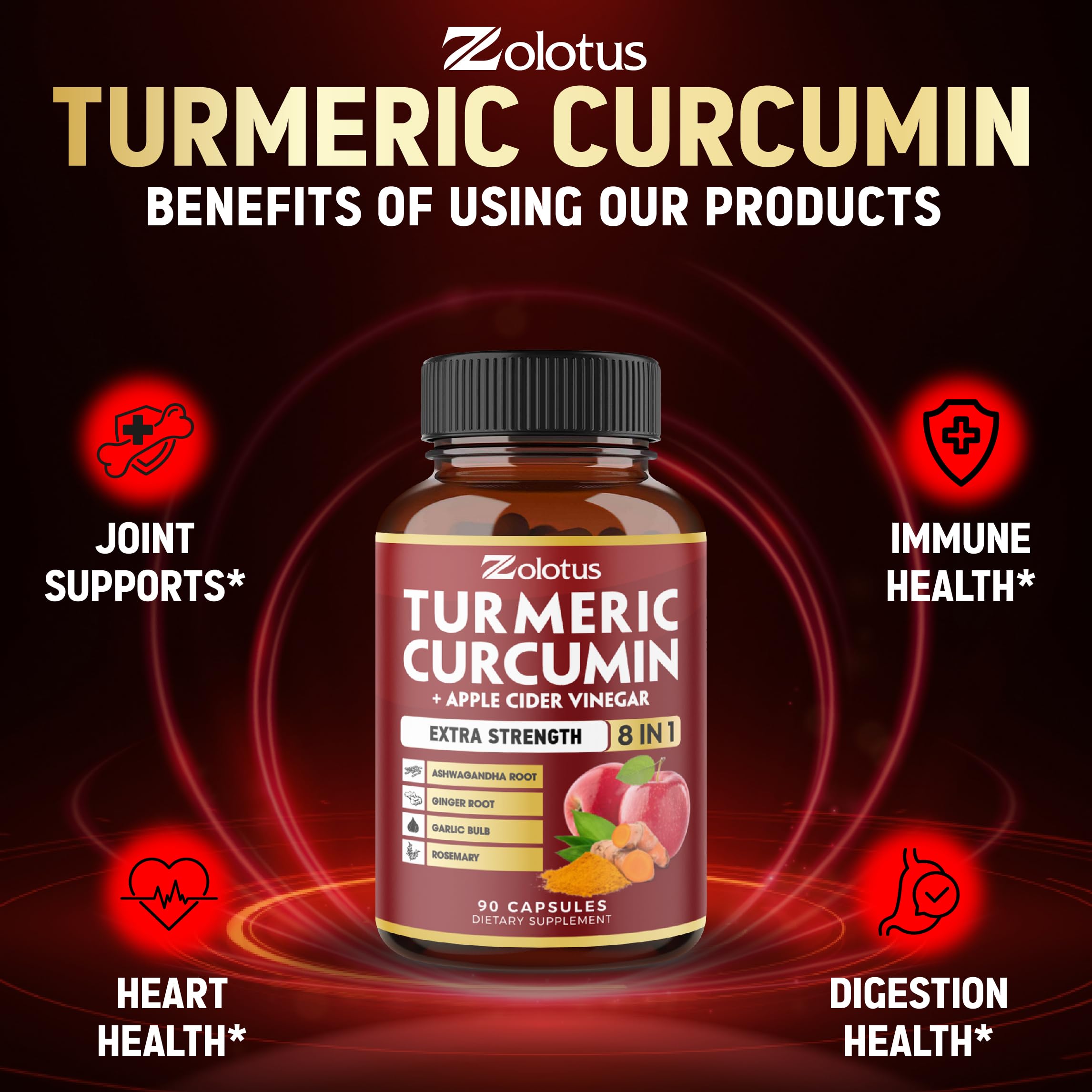 Amazon.com: 8 in 1 Turmeric Curcumin + Apple Cider Vinegar